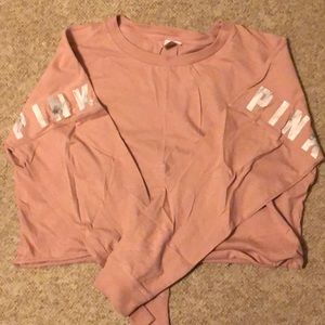 PINK Long Sleeve Crop Top